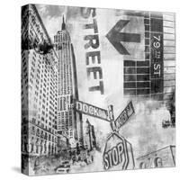 New York Intersection B&W-Sara Abbott-Stretched Canvas