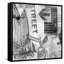 New York Intersection B&W-Sara Abbott-Framed Stretched Canvas