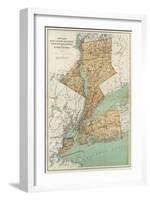 New York: Kings, Queens, Richmond, Rockland, Westchester, Putnam Counties, c.1895-Joseph Rudolf Bien-Framed Art Print