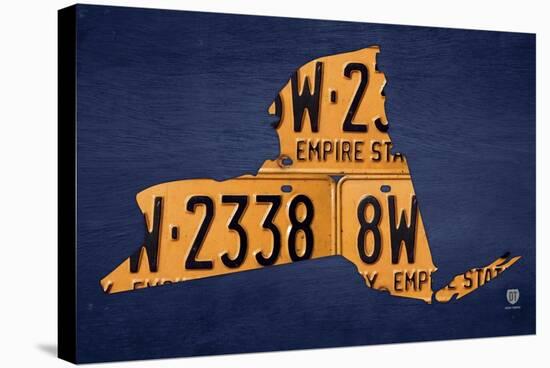 New York License Plate Map-Design Turnpike-Stretched Canvas