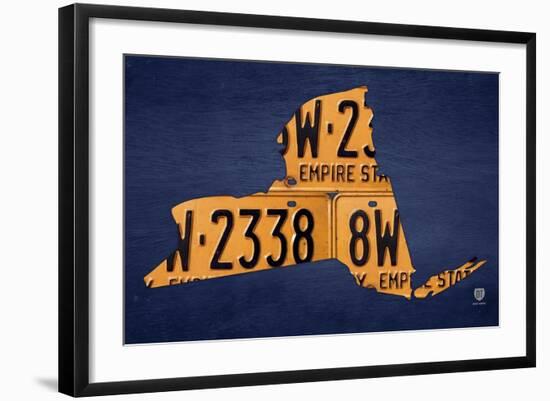 New York License Plate Map-Design Turnpike-Framed Giclee Print