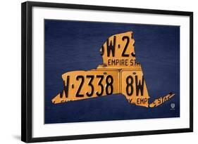 New York License Plate Map-Design Turnpike-Framed Giclee Print