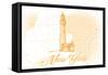 New York - Lighthouse - Yellow - Coastal Icon-Lantern Press-Framed Stretched Canvas