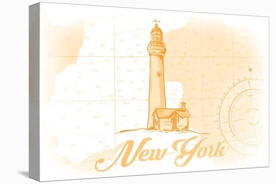 New York - Lighthouse - Yellow - Coastal Icon-Lantern Press-Stretched Canvas