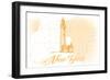 New York - Lighthouse - Yellow - Coastal Icon-Lantern Press-Framed Art Print