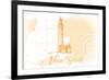 New York - Lighthouse - Yellow - Coastal Icon-Lantern Press-Framed Art Print