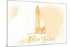 New York - Lighthouse - Yellow - Coastal Icon-Lantern Press-Mounted Premium Giclee Print