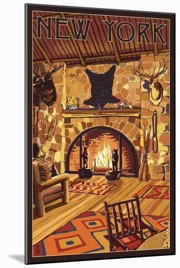 New York - Lodge Interior-Lantern Press-Mounted Art Print