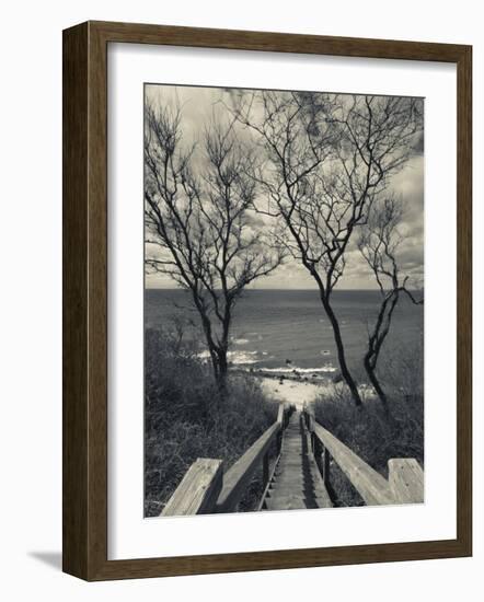 New York, Long Island, Cutchogue, Horton Point Lighthouse Stairs and Long Island Sound, USA-Walter Bibikow-Framed Photographic Print