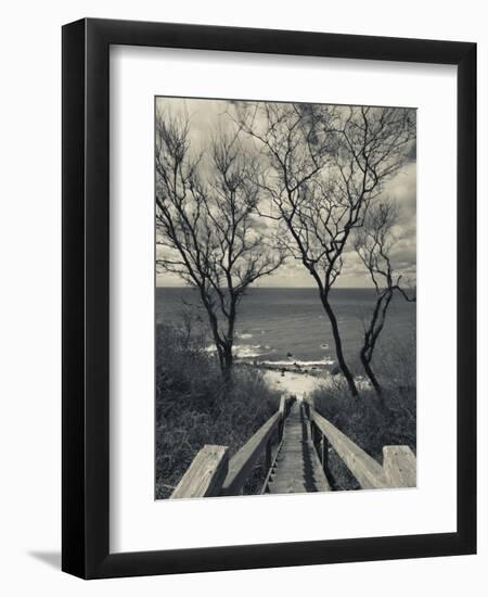 New York, Long Island, Cutchogue, Horton Point Lighthouse Stairs and Long Island Sound, USA-Walter Bibikow-Framed Premium Photographic Print