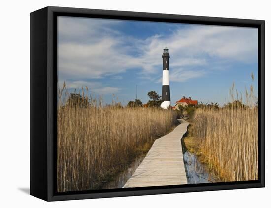 New York, Long Island, Fire Island, Robert Moses State Park, Fire Island Lighthouse, USA-Walter Bibikow-Framed Stretched Canvas