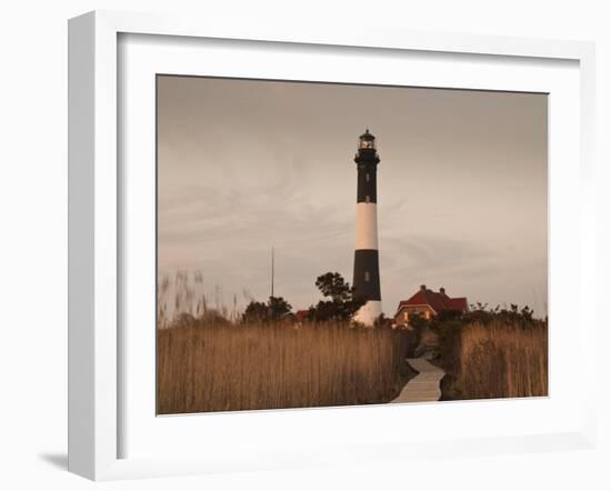 New York, Long Island, Fire Island, Robert Moses State Park, Fire Island Lighthouse, USA-Walter Bibikow-Framed Photographic Print