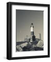 New York, Long Island, Montauk, Montauk Point Lighthouse, USA-Walter Bibikow-Framed Premium Photographic Print