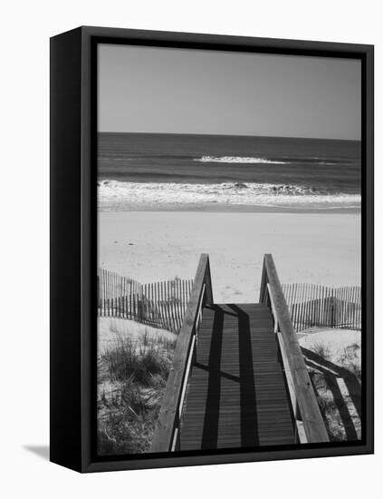New York, Long Island, the Hamptons, Westhampton Beach, Beach View from Beach Stairs, USA-Walter Bibikow-Framed Stretched Canvas
