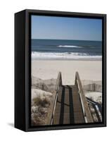 New York, Long Island, the Hamptons, Westhampton Beach, Beach View from Beach Stairs, USA-Walter Bibikow-Framed Stretched Canvas