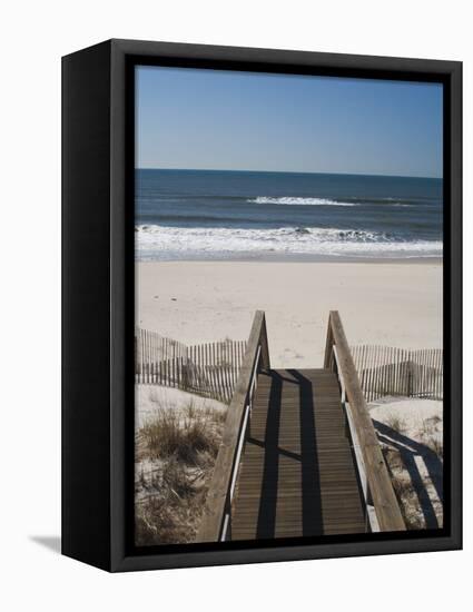 New York, Long Island, the Hamptons, Westhampton Beach, Beach View from Beach Stairs, USA-Walter Bibikow-Framed Stretched Canvas