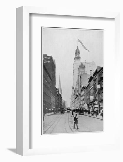 New York: Lower Broadway, Looking North from Bowling Green-null-Framed Photographic Print