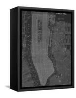 New York Map - B&W-Z Studio-Framed Stretched Canvas