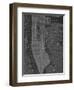 New York Map - B&W-Z Studio-Framed Art Print