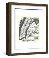 New York Map-Urban Cricket-Framed Art Print