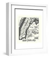 New York Map-Urban Cricket-Framed Art Print