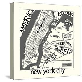 New York Map-Urban Cricket-Stretched Canvas