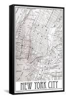 New York Map-Trends International-Framed Stretched Canvas