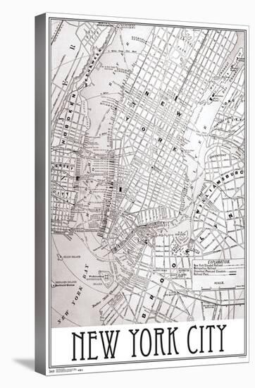 New York Map-Trends International-Stretched Canvas