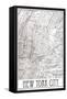 New York Map-Trends International-Framed Stretched Canvas