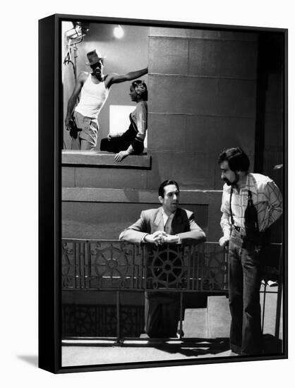 NEW-YORK NEW-YORK, 1980 directed by MARTIN SCORSESE On the set, Robert by Niro and his director Mar-null-Framed Stretched Canvas