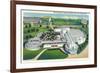 New York, New York - Aerial View of Ford Building at World's Fair-Lantern Press-Framed Premium Giclee Print