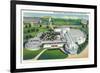 New York, New York - Aerial View of Ford Building at World's Fair-Lantern Press-Framed Premium Giclee Print