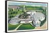 New York, New York - Aerial View of Ford Building at World's Fair-Lantern Press-Framed Stretched Canvas