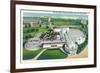 New York, New York - Aerial View of Ford Building at World's Fair-Lantern Press-Framed Art Print