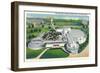 New York, New York - Aerial View of Ford Building at World's Fair-Lantern Press-Framed Art Print