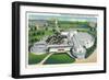 New York, New York - Aerial View of Ford Building at World's Fair-Lantern Press-Framed Art Print