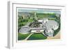 New York, New York - Aerial View of Ford Building at World's Fair-Lantern Press-Framed Art Print