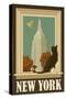 New York, New York - Empire State Buildin and Cat Window-Lantern Press-Stretched Canvas