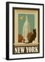 New York, New York - Empire State Buildin and Cat Window-Lantern Press-Framed Art Print