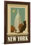 New York, New York - Empire State Buildin and Cat Window-Lantern Press-Framed Art Print