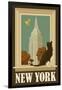 New York, New York - Empire State Buildin and Cat Window-Lantern Press-Framed Art Print