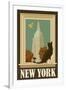 New York, New York - Empire State Buildin and Cat Window-Lantern Press-Framed Art Print