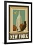 New York, New York - Empire State Buildin and Cat Window-Lantern Press-Framed Art Print