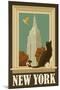 New York, New York - Empire State Buildin and Cat Window-Lantern Press-Mounted Art Print