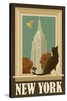 New York, New York - Empire State Buildin and Cat Window-Lantern Press-Stretched Canvas