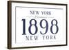 New York, New York - Established Date (Blue)-Lantern Press-Framed Art Print
