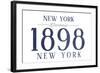 New York, New York - Established Date (Blue)-Lantern Press-Framed Art Print