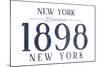 New York, New York - Established Date (Blue)-Lantern Press-Mounted Art Print