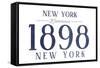 New York, New York - Established Date (Blue)-Lantern Press-Framed Stretched Canvas