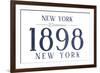 New York, New York - Established Date (Blue)-Lantern Press-Framed Premium Giclee Print